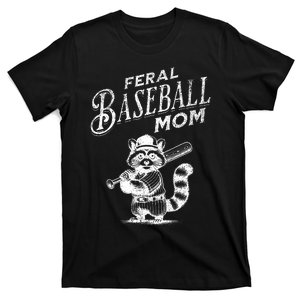 Retro Raccoon Feral Baseball Mom Trash Panda Sport Lover T-Shirt