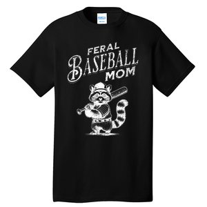 Retro Raccoon Feral Baseball Mom Trash Panda Sport Lover Tall T-Shirt