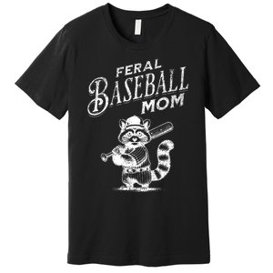 Retro Raccoon Feral Baseball Mom Trash Panda Sport Lover Premium T-Shirt