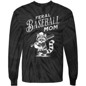 Retro Raccoon Feral Baseball Mom Trash Panda Sport Lover Tie-Dye Long Sleeve Shirt