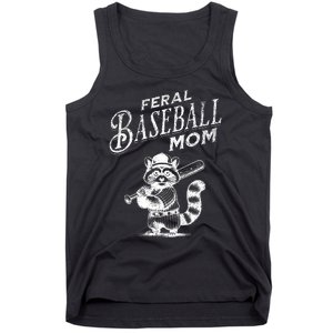 Retro Raccoon Feral Baseball Mom Trash Panda Sport Lover Tank Top