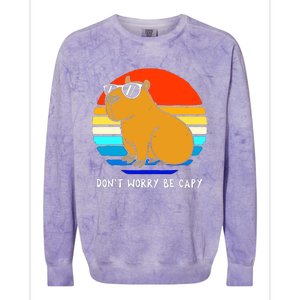 Retro Rodent Funny Capybara Dont Be Worry Be Capy Colorblast Crewneck Sweatshirt