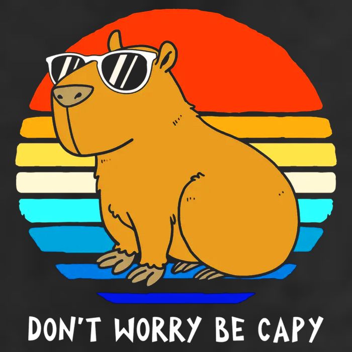 Retro Rodent Funny Capybara Dont Be Worry Be Capy Garment-Dyed Fleece Hoodie