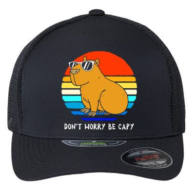 Retro Rodent Funny Capybara Dont Be Worry Be Capy Flexfit Unipanel Trucker Cap