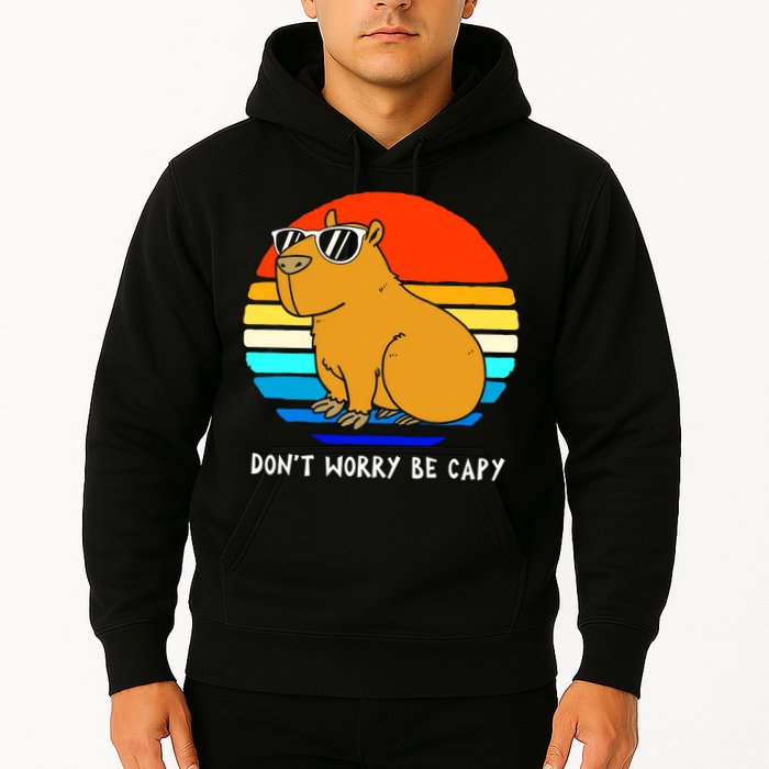 Retro Rodent Funny Capybara Dont Be Worry Be Capy Hoodie