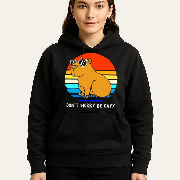 Retro Rodent Funny Capybara Dont Be Worry Be Capy Hoodie