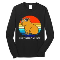 Retro Rodent Funny Capybara Dont Be Worry Be Capy Long Sleeve Shirt