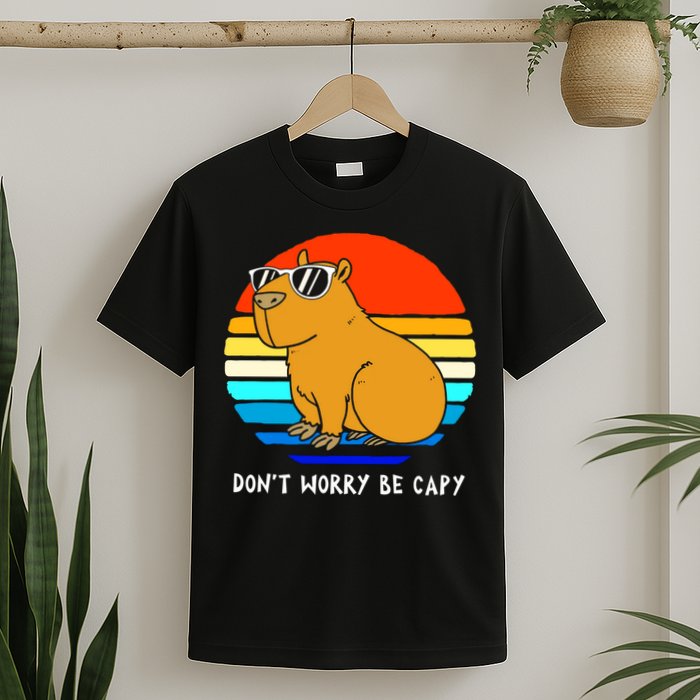 Retro Rodent Funny Capybara Dont Be Worry Be Capy T-Shirt