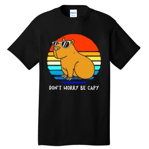 Retro Rodent Funny Capybara Dont Be Worry Be Capy Tall T-Shirt