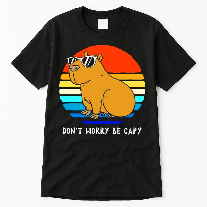 Retro Rodent Funny Capybara Dont Be Worry Be Capy Tall T-Shirt