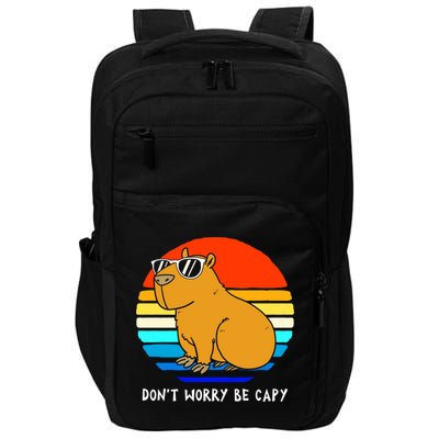 Retro Rodent Funny Capybara Dont Be Worry Be Capy Impact Tech Backpack
