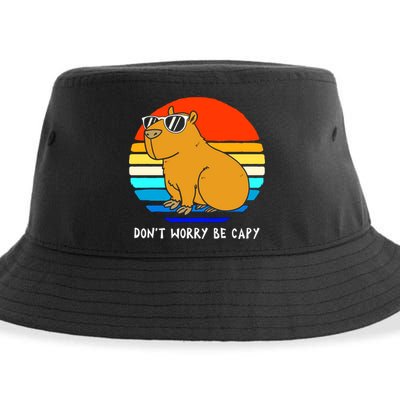 Retro Rodent Funny Capybara Dont Be Worry Be Capy Sustainable Bucket Hat