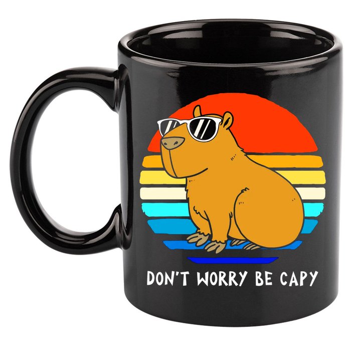 Retro Rodent Funny Capybara Dont Be Worry Be Capy 11oz C Handle Ceramic Mug