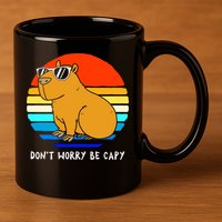 Retro Rodent Funny Capybara Dont Be Worry Be Capy 11oz C Handle Ceramic Mug