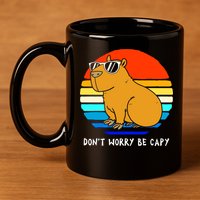Retro Rodent Funny Capybara Dont Be Worry Be Capy 11oz C Handle Ceramic Mug