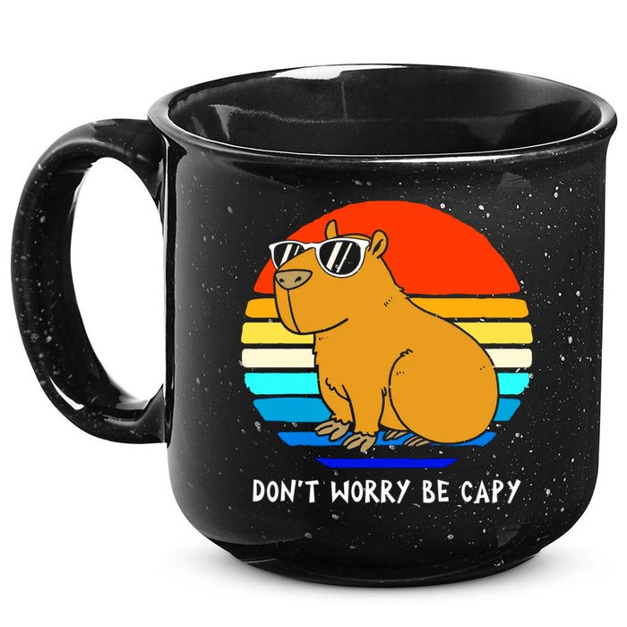 Retro Rodent Funny Capybara Dont Be Worry Be Capy 15oz Campfire Ceramic Mug
