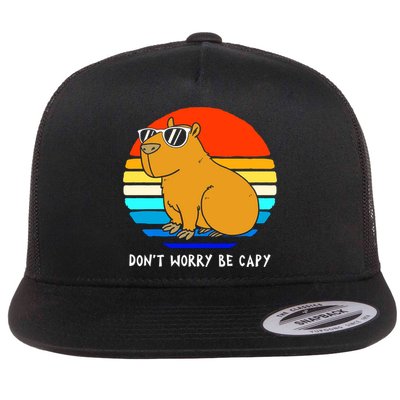Retro Rodent Funny Capybara Dont Be Worry Be Capy Flatbill Hat