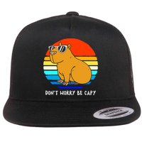 Retro Rodent Funny Capybara Dont Be Worry Be Capy Flatbill Hat