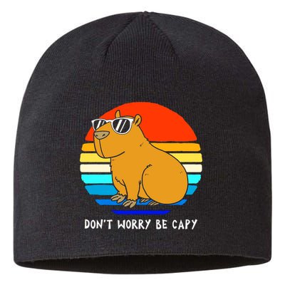 Retro Rodent Funny Capybara Dont Be Worry Be Capy Sustainable Beanie