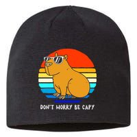 Retro Rodent Funny Capybara Dont Be Worry Be Capy Sustainable Beanie