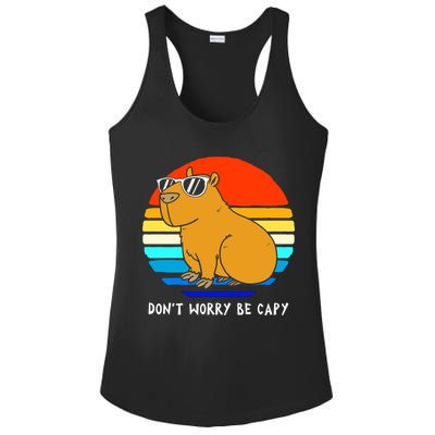 Retro Rodent Funny Capybara Dont Be Worry Be Capy Ladies PosiCharge Competitor Racerback Tank
