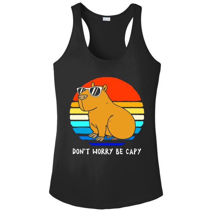 Retro Rodent Funny Capybara Dont Be Worry Be Capy Ladies PosiCharge Competitor Racerback Tank
