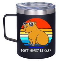 Retro Rodent Funny Capybara Dont Be Worry Be Capy 12oz Stainless Steel Coffee Mug