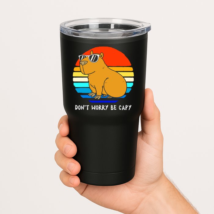 Retro Rodent Funny Capybara Dont Be Worry Be Capy Tumbler