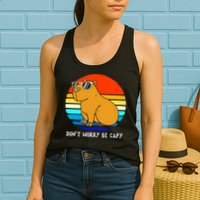 Retro Rodent Funny Capybara Dont Be Worry Be Capy Womens Tank Top