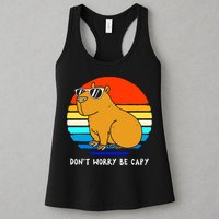 Retro Rodent Funny Capybara Dont Be Worry Be Capy Womens Tank Top