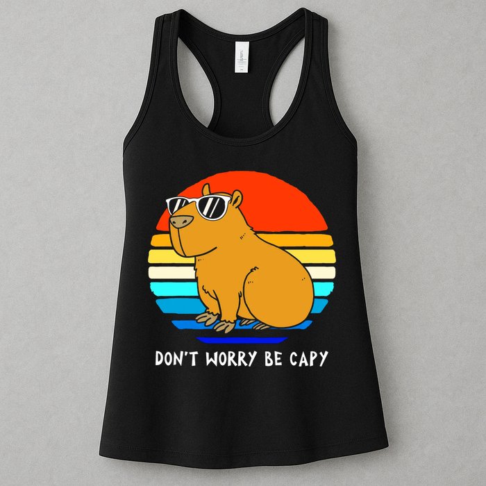 Retro Rodent Funny Capybara Dont Be Worry Be Capy Womens Tank Top
