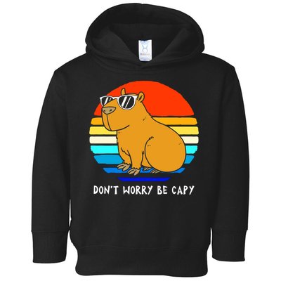 Retro Rodent Funny Capybara Dont Be Worry Be Capy Toddler Hoodie