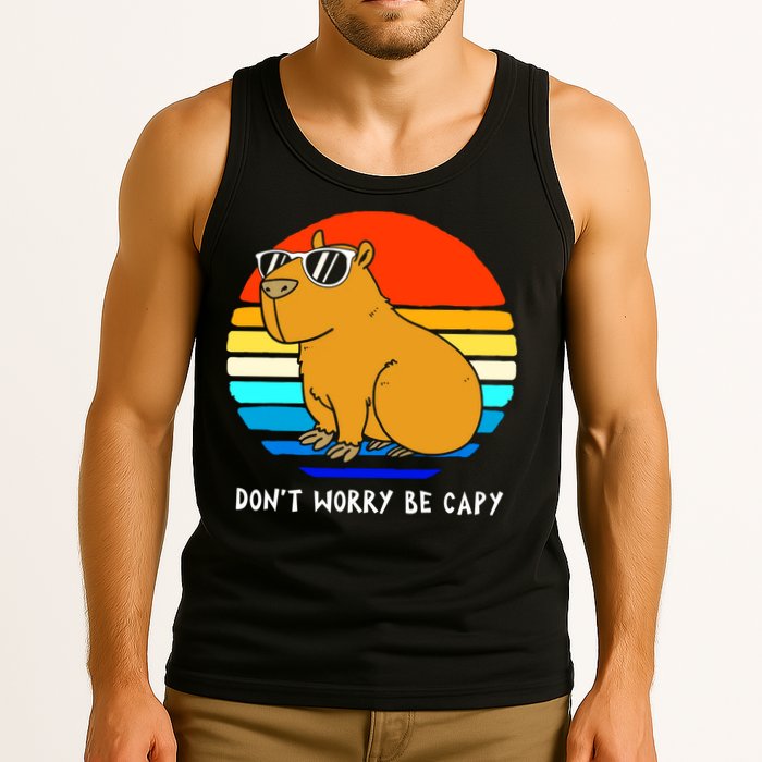 Retro Rodent Funny Capybara Dont Be Worry Be Capy Tank Top