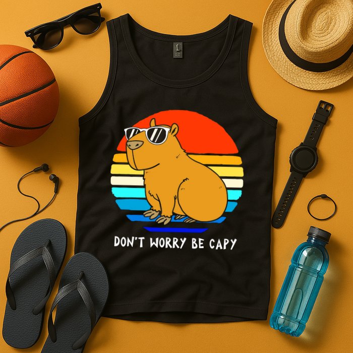 Retro Rodent Funny Capybara Dont Be Worry Be Capy Tank Top
