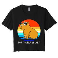 Retro Rodent Funny Capybara Dont Be Worry Be Capy Crop Top