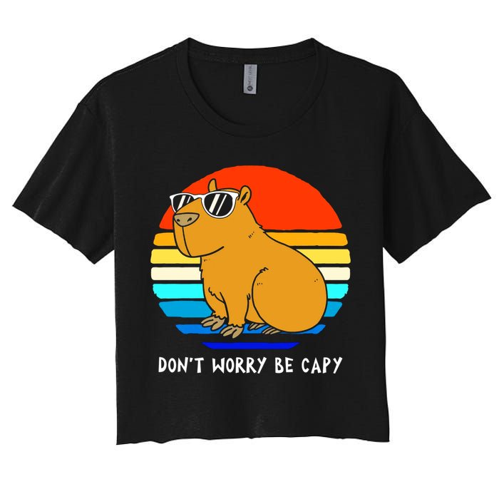 Retro Rodent Funny Capybara Dont Be Worry Be Capy Crop Top