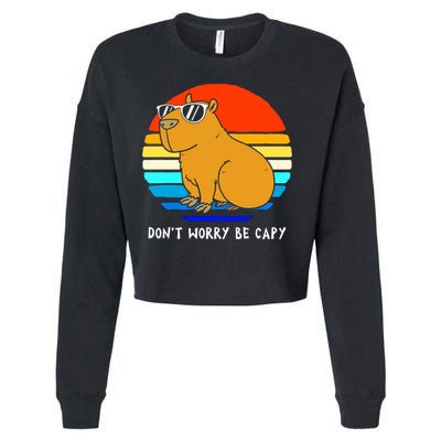 Retro Rodent Funny Capybara Dont Be Worry Be Capy Cropped Pullover Crew