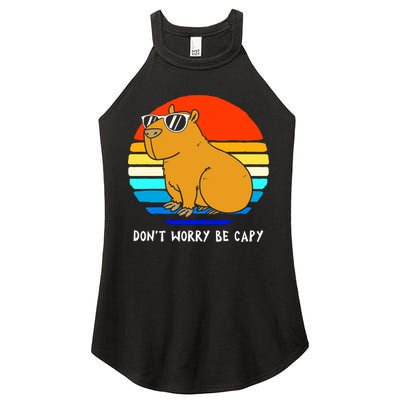 Retro Rodent Funny Capybara Dont Be Worry Be Capy Women's Perfect Tri Rocker Tank