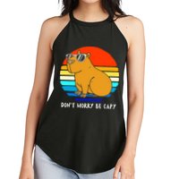 Retro Rodent Funny Capybara Dont Be Worry Be Capy Women's Perfect Tri Rocker Tank