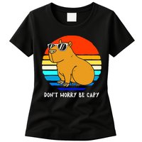 Retro Rodent Funny Capybara Dont Be Worry Be Capy Womens T-Shirt