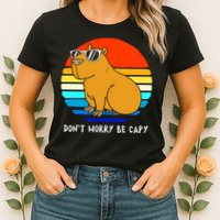 Retro Rodent Funny Capybara Dont Be Worry Be Capy Womens T-Shirt