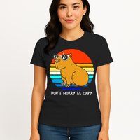 Retro Rodent Funny Capybara Dont Be Worry Be Capy Womens T-Shirt