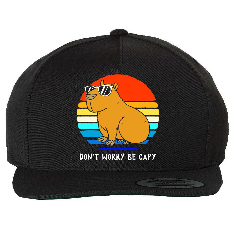 Retro Rodent Funny Capybara Dont Be Worry Be Capy Wool Snapback Cap