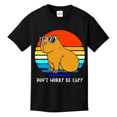 Retro Rodent Funny Capybara Dont Be Worry Be Capy Kids T-Shirt
