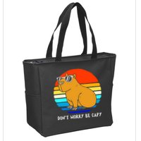 Retro Rodent Funny Capybara Dont Be Worry Be Capy Zip Tote Bag