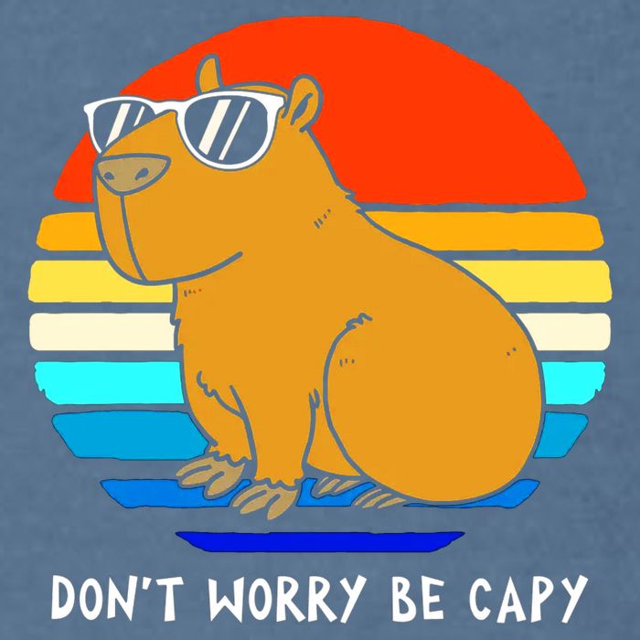 Retro Rodent Funny Capybara Dont Be Worry Be Capy Garment-Dyed Sweatshirt