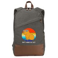 Retro Rodent Funny Capybara Dont Be Worry Be Capy Cotton Canvas Backpack