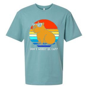 Retro Rodent Funny Capybara Dont Be Worry Be Capy Sueded Cloud Jersey T-Shirt