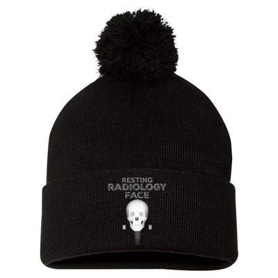 Resting Radiology Face Pom Pom 12in Knit Beanie