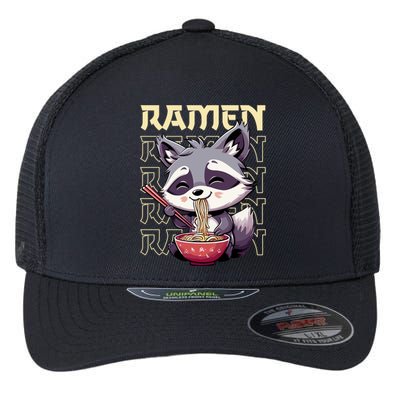 Ramen Raccoon Funny Gift Flexfit Unipanel Trucker Cap